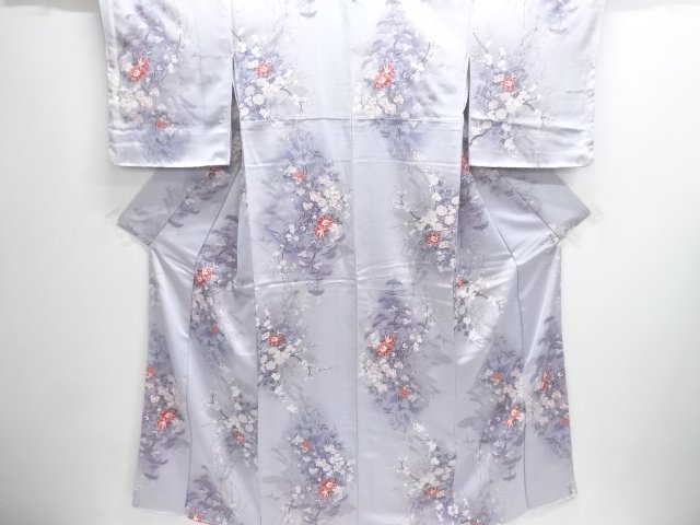 JAPANESE KIMONO / UNUSED KOMON / FLOWER WITH FAN